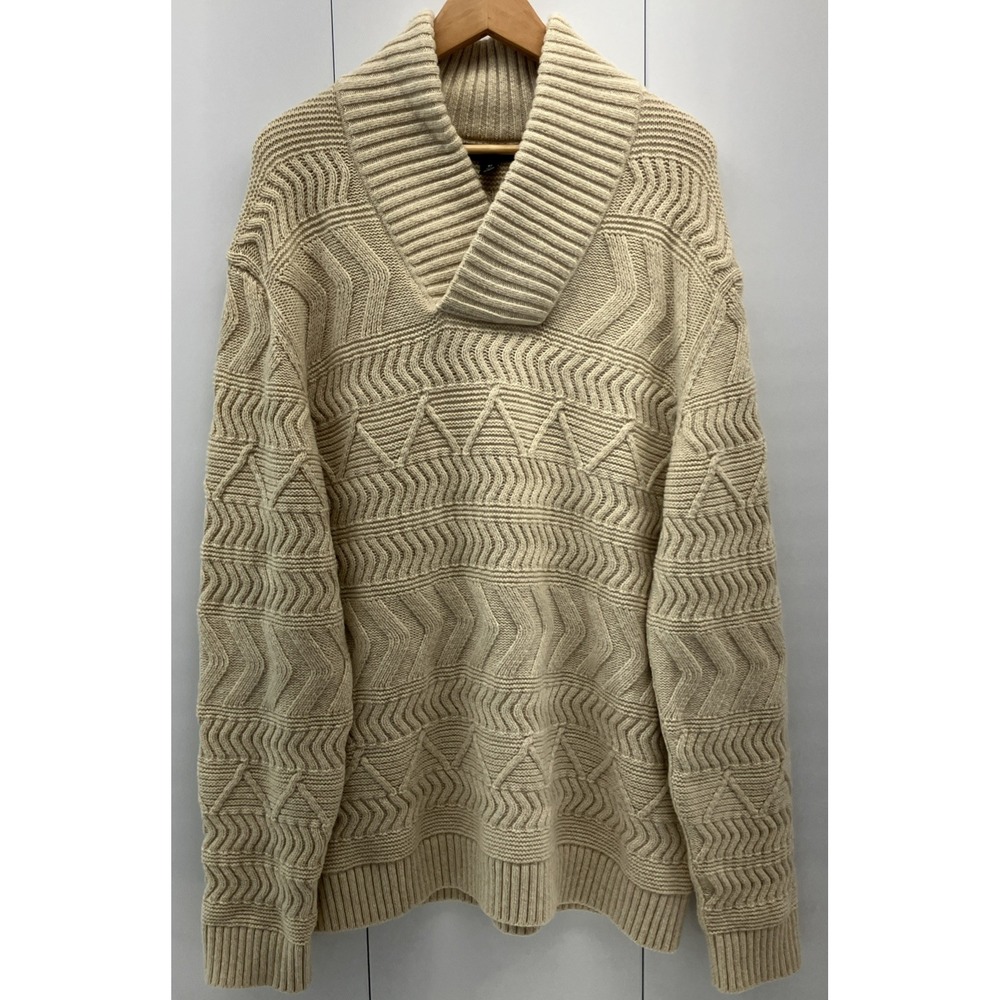 Banana Republic Men's Shawlneck Cream Ivory Sweater‎ Size XL Italian Yarn Wool